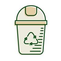 garbage pot with recycle arrows ecology line and fill icon vector