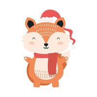 cute fox wearing christmas clothes vector