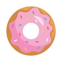 delicioso, dulce, fresa, donut, aislado, icono vector