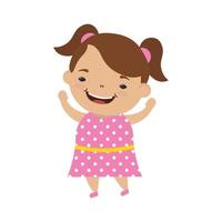 happy little girl avatar character vector