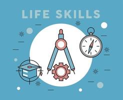 three life skills icons vector