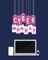 etiqueta de etiquetas cyber monday vector