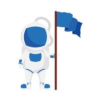 astronaut space character with flag isolated style icon vector