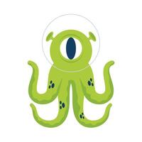 alien comic character with tentacles isolated icon vector