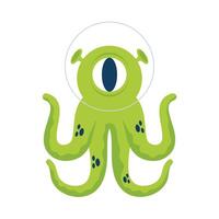 alien comic character with tentacles isolated icon vector