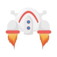 spaceship vehicle flying with jets of fire isolated style icon vector