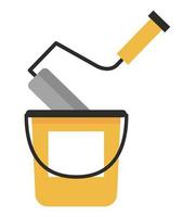 paint roller and bucket vector