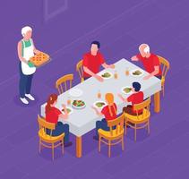 Grandparents And Grandchildren Isometric Background vector