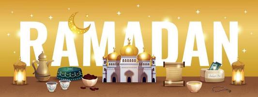 Ramadan Text Horizontal Illustration vector