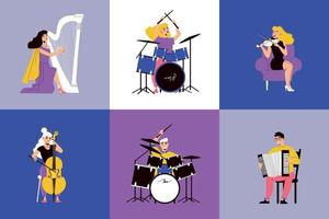 Musicians Instruments Design Concept vector