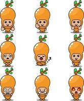tamarind mascot costume vector cartoon character illustration cute expression set