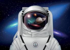 astronauta viendo la composición de los planetas. vector
