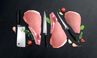 Meat Slices Realistic Composition vector