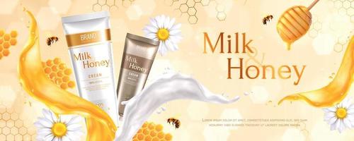 Honey Milk Realistic Composition vector