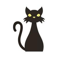 icono de estilo plano negro de gato de halloween vector