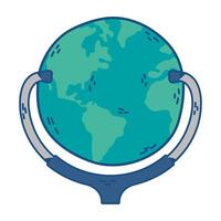 world planet earth with stethoscope medical vector