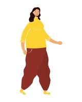 young woman female walking character vector