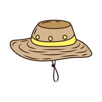 línea de accesorios de sombrero de camping safary e ícono de estilo de relleno vector