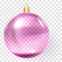Red Christmas ball. Pink xmas glass ball. vector