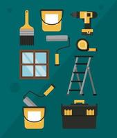 nine home improvement icons vector