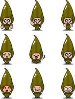 cartoon character illustration cardamom mascot costume vector cute expression set