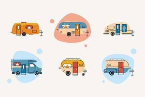 six recreational vehicles colors vector