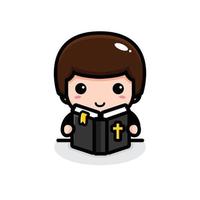 cute christian pastor character design vector