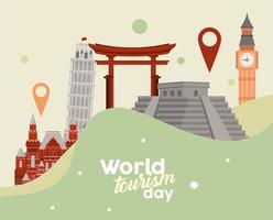world tourism day postcard vector