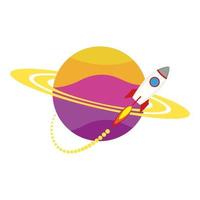 rocket start up launcher flying around saturn icon vector