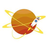 rocket start up launcher around planet icon vector