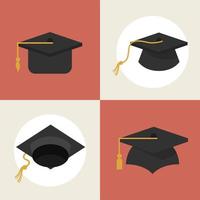 cuatro sombreros de graduación vector