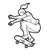 Line Skateboard Player Extreme Sport Action vector