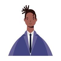 Hombre étnico afro con icono de personaje de traje de negocios vector