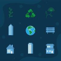 world habitat day icons vector