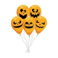 halloween balloons helium floating with faces vector