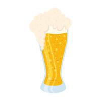 fresh beer in glass with foam isolated vector