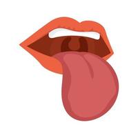 funny mouth with tongue out comic icon vector