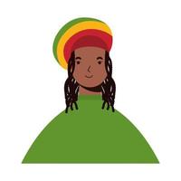 mujer afro étnica con carácter de sombrero jamaicano vector