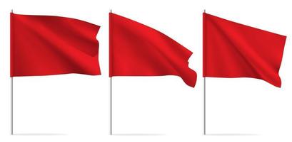 Red clean horizontal waving template flag. vector