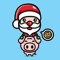 lindo santa claus compartir dinero vector