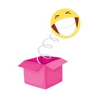 crazy emoji face in surprise box fools day vector