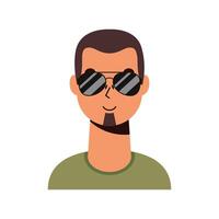 young man with beard and sunglasses avatar character flat style vector