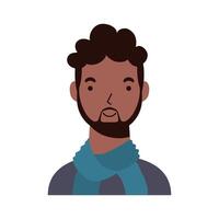 Hombre étnico afro con icono de personaje de barba vector