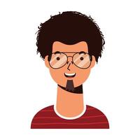 Hombre joven con barba y gafas, personaje de avatar. vector