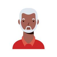 viejo, afro, étnico, hombre, carácter, icono vector