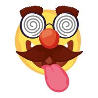 crazy emoji face with mustache and glasses mask fools day vector