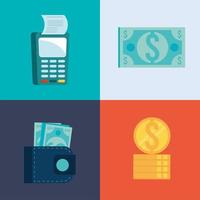 four mobile transaction icons vector