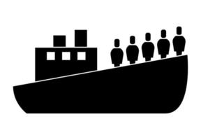 ship with travelers silhouettes vector