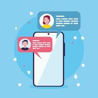 smartphone and chat bubbles vector
