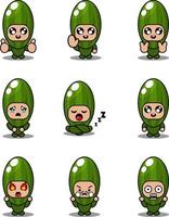 cucumber mascot costume vector cartoon character illustration cute expression set